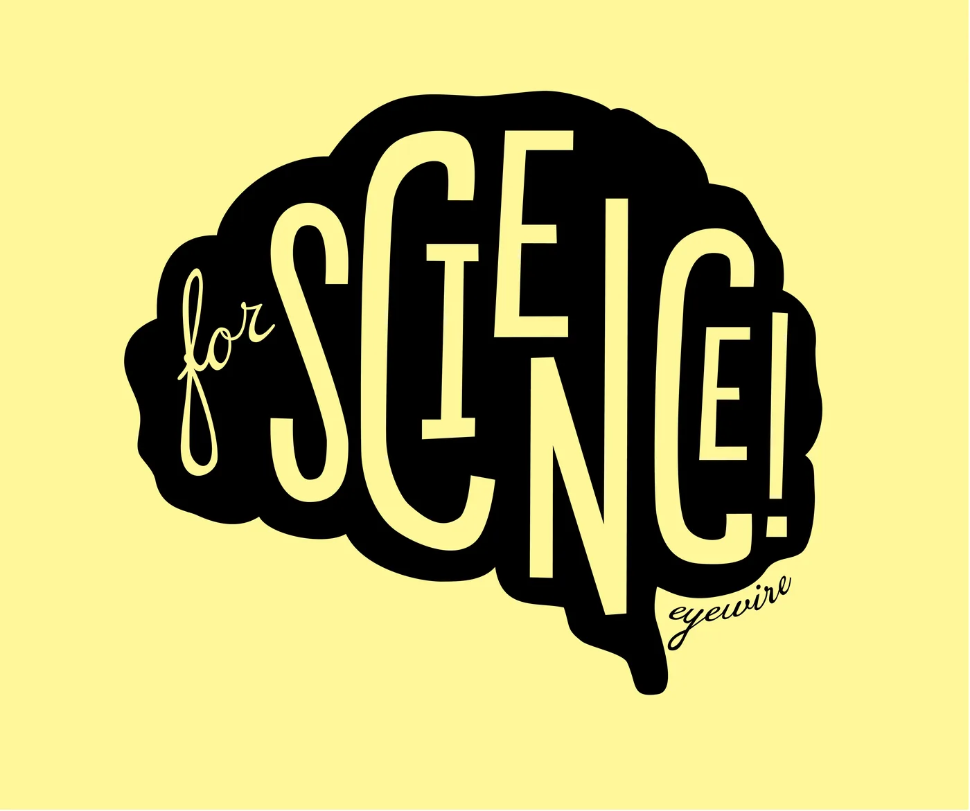for science eyewire black on yellow, for science, eyewire, brain, design
