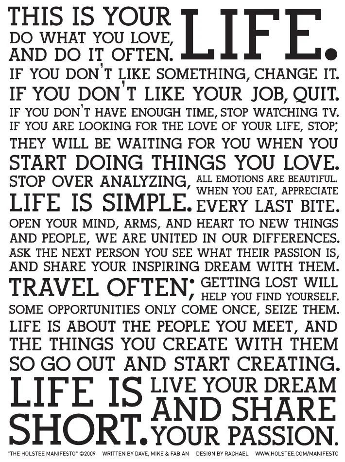 Holstee Manifesto, inspire